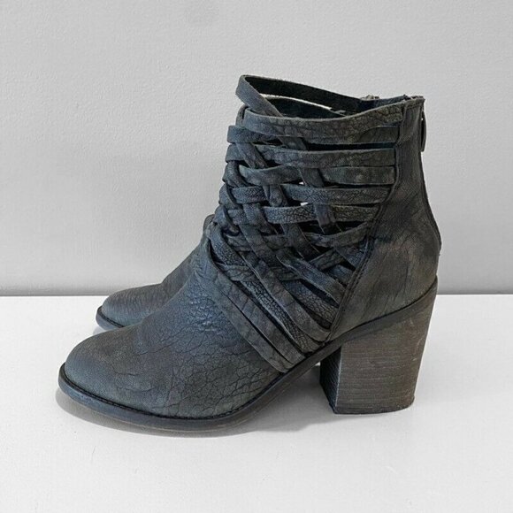 Free People Carrera Woven Ankle Boots Booties Black 38 - Picture 2 of 8